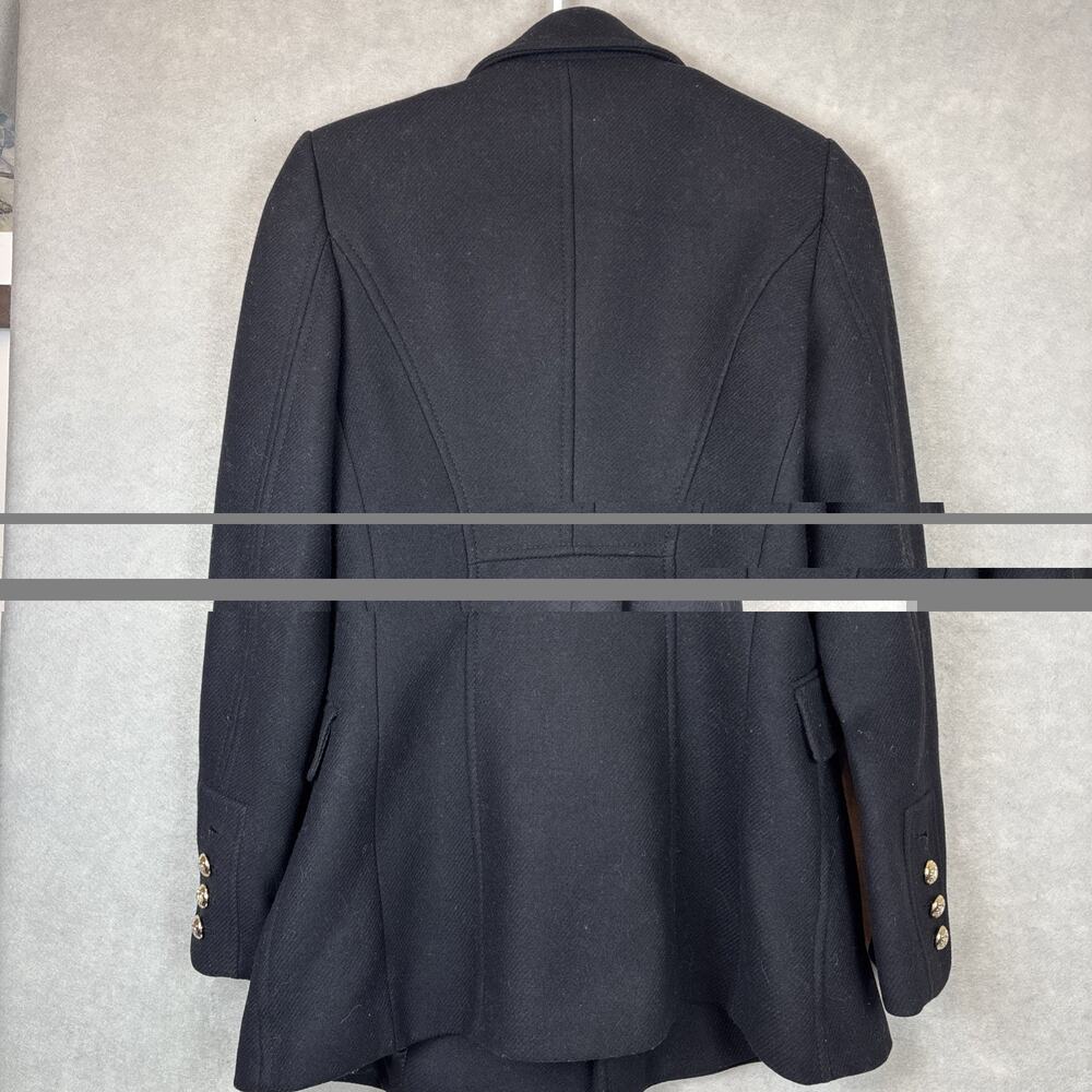 Zara Manteco Pea Coat Women’s Small Wool Military Black Double Breasted Pockets - Picture 7 of 7